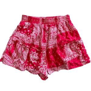 Juniors Red bandana shorts flowy comfort L short casual vacation boho indie